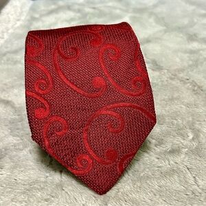 Alan Flusser Custom Red Swirl Pattern Tie Silk NWOT 3.5” Wide 59.5” Long